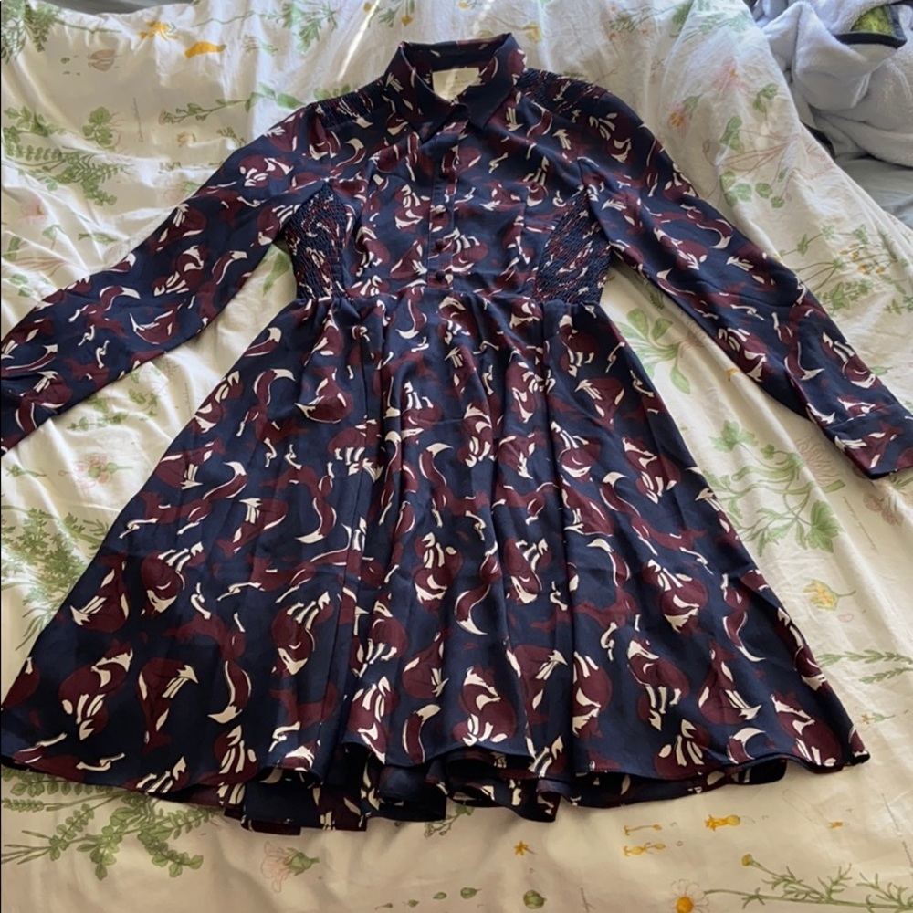 kate spade fox smocked dress